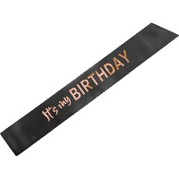 Banda de cumpleaños con texto en rosa dorado