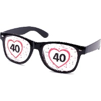 Gafas de cumpleaños con número 40 en cristal