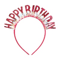 Diadema de Happy Birthday fuscia con glitter