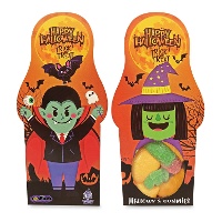 Bolsa silueta vampiro y bruja de Halloween con nubes y gominolas surtidas de 48 gr