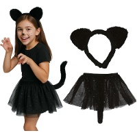 Conjunto de gatita con tutu, diadema y cola