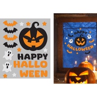 Decoración adhesiva para ventana en gel de calabazas Happy Halloween
