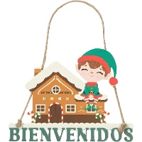 Cartel de Bienvenidos con Elfo navideño de 18,5 x 14 cm