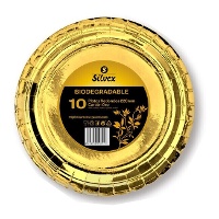Platos de 22 cm de cartón metalizados - 10 unidades