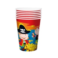 Vasos de Pirata Isla del Tesoro de 256 ml - 6 unidades