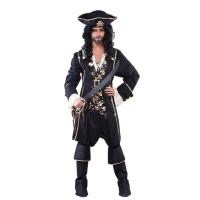 Disfraz de pirata negro y dorado para hombre