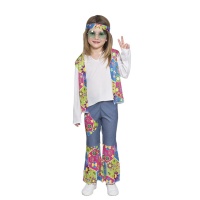 Disfraz de hippie pacifista para bebé niña