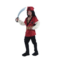 Disfraz de pirata rojo con calavera para niño