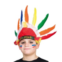 Penacho indio infantil con plumas multicolor