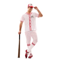 Disfraz de jugador de béisbol rojo para hombre