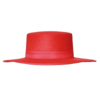 Sombrero cordobés rojo con cinta - 56 cm