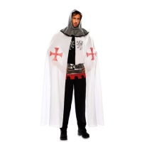 Capa medieval blanca con cruces rojas - 140 cm