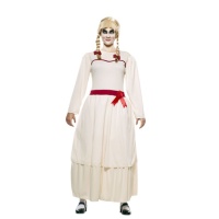 Disfraz de muñeca diabólica con vestido blanco para mujer