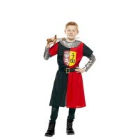 Disfraz de caballero medieval rojo y negro para niño