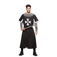 Disfraz de caballero medieval negro para hombre