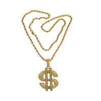 Collar dorado con el símbolo del dolar