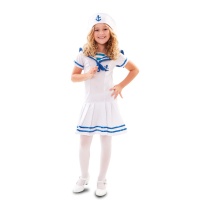 Disfraz de marinero blanco y azul para niña