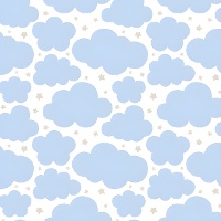 Tela piqué de algodón Nubes - Indigo