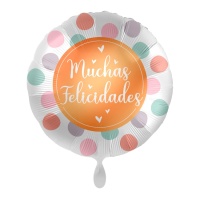 Globo de Muchas Felicidades con topos de 43 cm - Premioloon