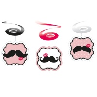 Colgantes decorativos Moustache de 80 cm - 6 unidades