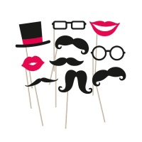 Kit para photocall Moustache - 10 unidades