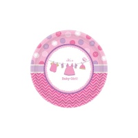 Platos de Pink Baby Party de 18 cm - 8 unidades