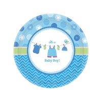 Platos de Blue Baby Party de 27 cm - 8 unidades