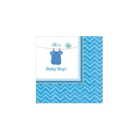 Servilletas de Blue Baby Party de 12,5 x 12,5 cm - 16 unidades