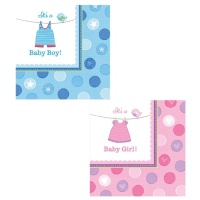 Servilletas de Blue Baby Party de 16,5 x 16,5 cm - 16 unidades