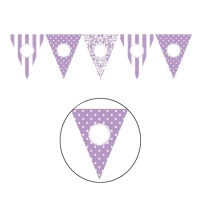 Banderín de triángulos lila personalizable - 8 m