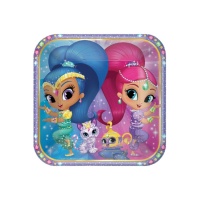 Platos cuadrados de Shimmer and Shine de 23 cm - 8 unidades