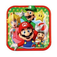 Platos cuadrados de Super Mario de 18 cm - 8 unidades