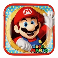 Platos cuadrados de Super Mario de 23 cm - 8 unidades