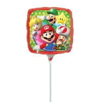 Globo hinchado con varilla cuadrado de Super Mario de 17 cm - Anagram