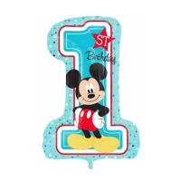 Globo número 1 Feliz cumpleaños de Mickey Mouse de 48 x 71 cm - Anagram
