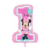 Globo número 1 Feliz cumpleaños de Minnie Mouse de 48 x 71 cm - Anagram