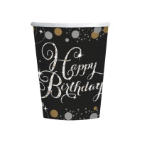 Vasos de Burbujas de Champagne Happy Birthday de 266 ml - 8 unidades