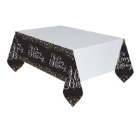 Mantel de Burbujas de Champagne Happy Birthday - 1,37 x 2,59 m