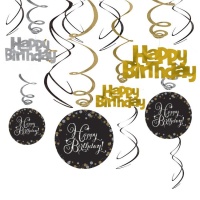 Colgantes decorativos de Burbujas de Champagne Happy Birthday - 12 unidades