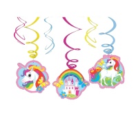 Colgantes decorativos de Unicornio de 80 cm - 6 unidades