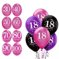 Globos de Pink Birthday de 28 cm - Sempertex - 6 unidades