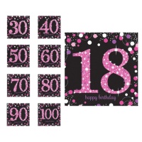 Servilletas de Pink Birthday de 16,5 x 16,5 cm - 16 unidades