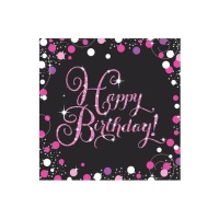 Servilletas de Pink Birthday de 16,5 x 16,5 cm - 16 unidades