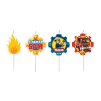 Velas de Sam el Bombero de 2 x 2 cm - 4 unidades