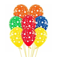 Globos de látex sólido con estrellas surtidos de 30 cm - Sempertex - 12 unidades
