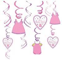 Colgantes decorativos de Pink Baby Party - 12 unidades
