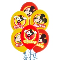 Globos de látex de Mickey Mouse a color de 30 cm - 6 unidades