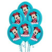 Globos de látex de Minnie Mouse a color de 30 cm - 6 unidades