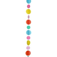 Tira decorativa para globo de círculos multicolor - 1,25 m
