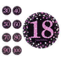 Platos de Pink Birthday de 23 cm - 8 unidades